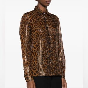 New Authentic TOM FORD Leopard-Print Silk Shirt Size 40